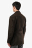 Burberry Brown Leather Canvas Utility Field Jacket Size Medium Mens