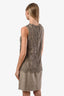 Robe sans manches Dolce & Gabbana marron en tweed avec empiècement en dentelle, taille 42