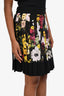Dolce & Gabbana Black/Multicolour Silk Floral Print Pleated Skirt Size 42
