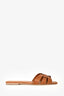 Saint Laurent Brown Leather Tribute Sandals Size 39.5
