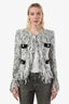 Balmain White/Blank Fringe Tweed Jacket Size 36