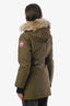 Canada Goose Military Green Down Coyote Fur-Trimmed 6660L Parka Size XS