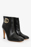 Gucci Black Leather GG Square Toe Ankle Boots Size 41C