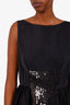 Lida Baday Black Glitter Sleeveless Pleated Midi Dress Size 6