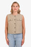 Theory Taupe Linen Blend Trucker Vest Size 10