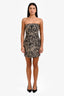 Acne Studios Beige/Black Strapless Patterned Mini Dress Size 38