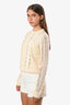 Chloe Cream Wool White Lace Detailed Crewneck Sweater Size S