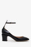 Valentino Black Patent Leather 'Tan-Go' Ankle Strap Pumps Size 36.5