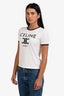 Celine White/Navy Cotton Triomphe Logo T-Shirt Size S
