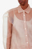 Kimhekim Taupe Sheer Long Sleeve Blouse Size 38