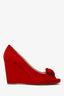 Prada Red Suede Bow Wedge Size 41