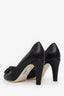 Pre-loved Chanel™ Black Leather CC Camellia Pumps Size 37