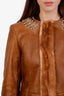 Prada Fall 2004 Brown Shearling Coat with Mink Beading & Crystal Size 44