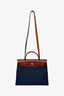Hermès 2016 Navy Blue Canvas Leather Herbag 31