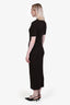Frame Dark Brown Silk Cotton Smocked Knit Maxi Dress Size S
