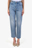 Celine Blue Denim Triomphe Chain Detailed Straight Legged Jeans Size 26