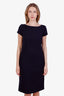 Prada Navy Wool Bateau Neckline Knee-Length Dress Size 44