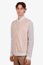 Blouson aviateur Brunello Cucinelli en cuir beige/gris, taille XXL homme