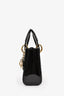 Christian Dior 2018 Black Patent Leather Mini Lady Dior with Strap