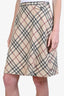 Burberry Beige Wool Nova Check Midi Skirt Size 12