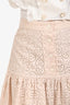 Sandro Blush Pink Eyelet Button Up Skirt Size 40