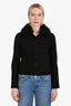 Derek Lam 10 Crosby Black Denim Shearling Collar Jacket Size XS