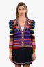 Gucci Multicolour Wool Striped Metallic Floral Logo Cardigan Est Size S