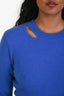Frame Blue Cashmere Cut Out Crew Cropped Sweater Size S