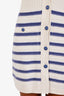 Pre-loved Chanel™ White/Blue Cashmere Striped Long Cardigan Size 36