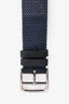 Hermès 2011 Blue Canvas and Leather Stainless Steel Diamond 'Heure H' Small Watch 25mm