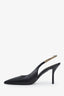 Gucci Black Leather Chain-Embellished 105mm Signoria Slingback Pumps Size 38