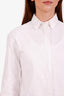 Burberry White Cotton Embroidered Button Down Shirt Size 2