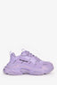 Balenciaga Purple Leather Triple S Logo All Over Sneakers Size 8