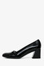 Stuart Weitzman Black Patent Button Block Heel Size 5