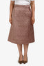 Maison Margiela Rose Bronze Quilted Satin Midi Skirt Size 46