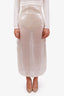 A.W.A.K.E Mode Ivory Sequin Slit Sheer Midi Skirt Size 36