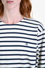 Anine Bing White/Navy Cotton Stripe Long Sleeve Crewneck Top Size XS