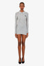 Miu Miu Grey Logo Patch Ribbed-Knit Mini Polo Dress Size XS