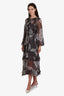 Zimmermann Grey/White Paisley Sheer Long Sleeve Maxi Dress Size 2