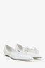 Prada White Leather 'Floral Appliqué' Ballet Flat Size 38.5