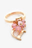 Christian Dior Gold Tone Beaded 'D' Charm Ring Size 6