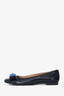 Salvatore Ferragamo Navy Patent Bow Ballerina Flats Size 35.5