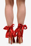 Gianvito Rossi Red Satin Ribbon Wrap Pumps Size 36.5