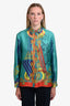 Versace Collection Turquoise Printed Silk Shirt Size 44