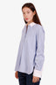 Max Mara Blue/White Pinstripe Button Down Shirt Size US 10