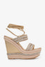 Stuart Weitzman Metallic Leather Lace Up Wedge Heeled Sandals Size 36