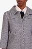 Pre-loved Chanel™ 2016 Black/White Wool Striped CC Buttons Coat Size 34