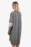 Thom Browne Grey Wool Striped Sleeve Long Cardigan Size 0