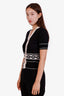 Hermès Black/White Cashmere Silk Chaîne d'Ancre Short Sleeve Cardigan Size 34
