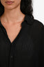 Faithfull The Brand Black Crinkle Long Sleeve Button Down Top Size 2